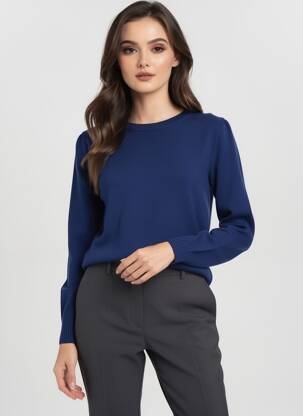 Pull stretch manches longues bleu FELINO femme
