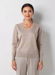 Pull col v manches longues marron SCORZZO femme