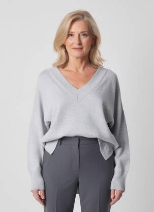 Pull tissage chiné manches longues gris FELINO femme