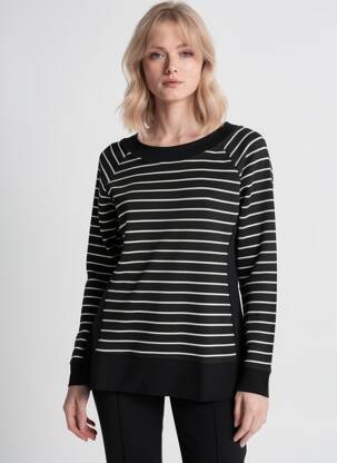 Sweat-shirt maille semi-opaque manches longues noir JANIRA femme