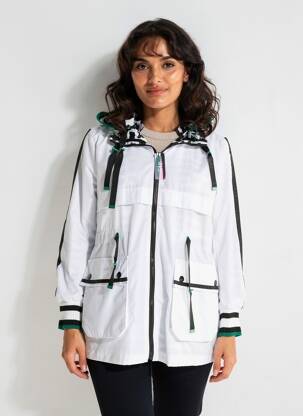 Imperméable fermeture zippée sur le devant a capuche blanc ZIA BRAND femme