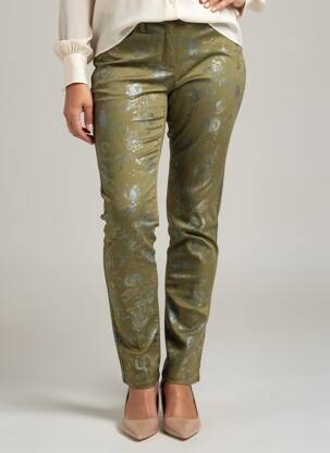 Pantalon slim taille élastique taille normale vert QUATRE VINGT JOURS femme