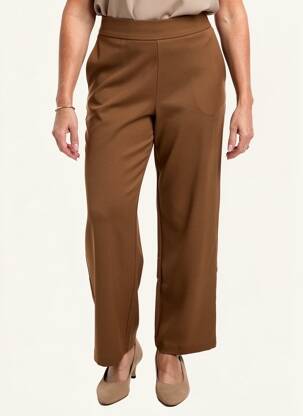 Pantalon droit stretch taille normale marron YEST femme