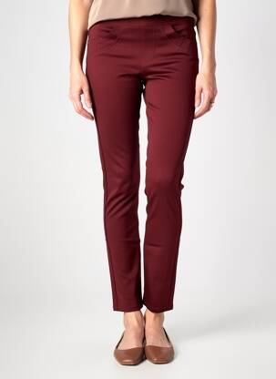 Jegging tissage popeline taille normale rouge QUATRE VINGT JOURS femme
