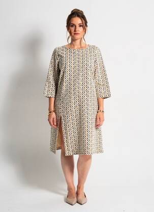 Robe mi-longue manches 3/4 manches 3/4 jaune SENORETTA femme