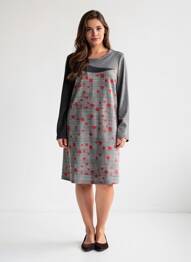 Robe mi-longue imprimé fantaisie manches longues gris SISTTER femme
