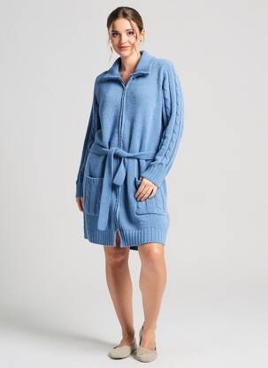 Robe de chambre fermeture zippée sur le devant bleu BARANDI femme