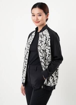 Veste casual col rond noir SENORETTA femme