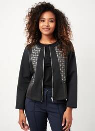 Veste casual col rond noir BAGORAZ femme