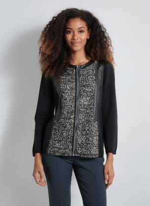 Veste casual col rond noir BAGORAZ femme