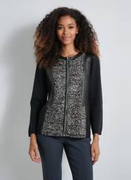 Veste casual col rond noir BAGORAZ femme