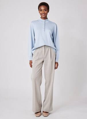 Pull coupe cintrée manches longues bleu ELLEMME femme