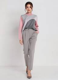 Pull col rond manches longues rose GEVANA femme