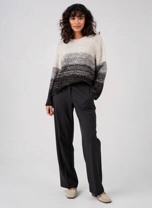 Pull maille ajourée manches longues beige THEL ELEGANCE femme