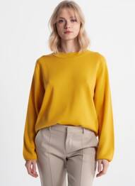 Pull col rond manches longues jaune FELINO femme