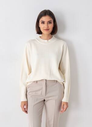 Pull col rond manches longues beige FELINO femme
