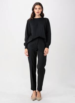 Pull coupe droite manches longues noir GEVANA femme
