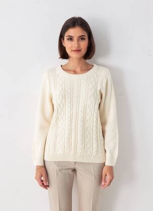 Pull coupe cintrée manches longues beige BUGARRI femme