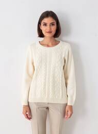 Pull coupe cintrée manches longues beige BUGARRI femme