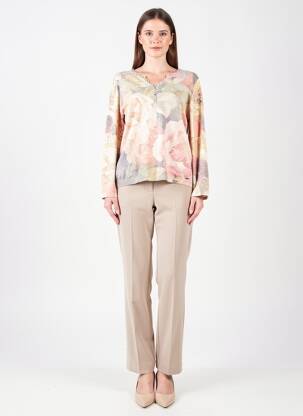 Pull coupe droite manches longues beige FELINO femme