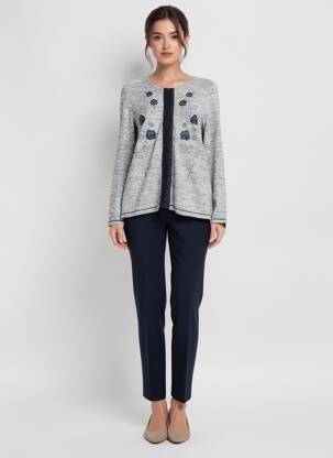Pull tissage chiné manches longues gris KALISSON femme