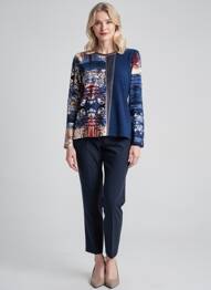 Pull coupe cintrée manches longues bleu GEVANA femme