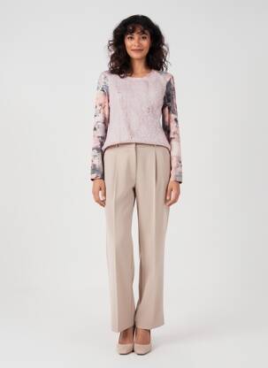 Pull coupe cintrée manches longues rose KALISSON femme
