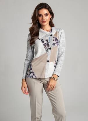 Pull coupe cintrée manches longues gris KALISSON femme