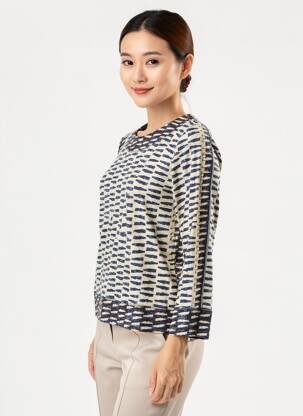 Pull coupe cintrée manches longues bleu GEVANA femme