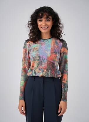 Pull coupe droite manches longues noir GEVANA femme