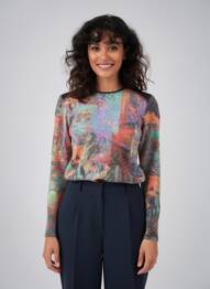 Pull col rond manches longues noir GEVANA femme