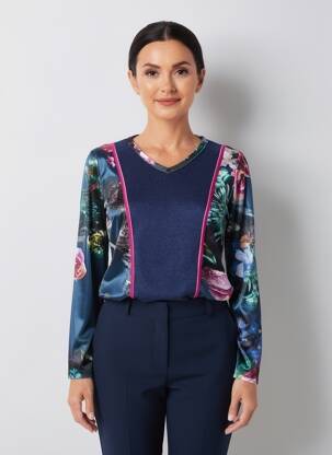Pull coupe cintrée manches longues bleu OLIVIER PHILIPS femme
