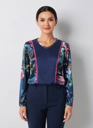 Pull coupe cintrée manches longues bleu OLIVIER PHILIPS femme