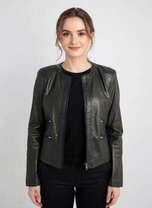 Veste simili cuir coupe cintrée noir DESGASTE femme