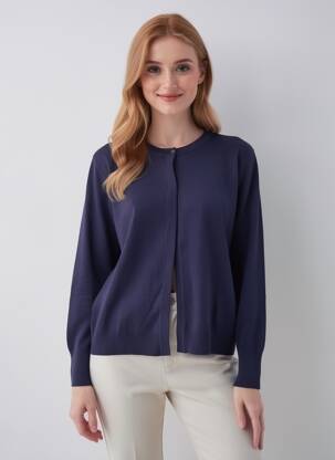 Gilet manches longues fermeture boutonnée sur le devant bleu SCORZZO femme