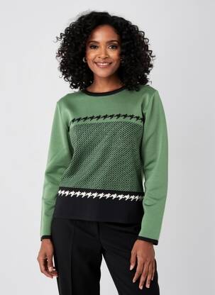 Pull coupe cintrée manches longues vert TELMAIL femme