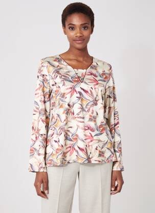 Pull coupe cintrée manches longues beige GEVANA femme