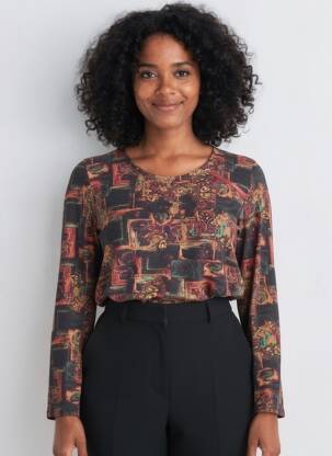 T-shirt manches longues manches longues marron GEVANA femme
