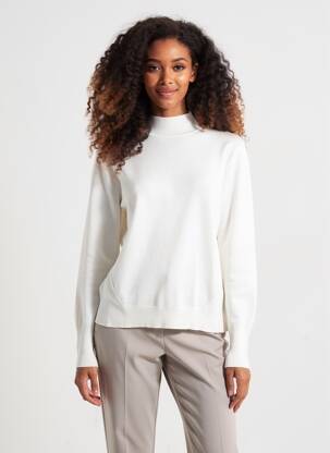 Pull col roulé coupe droite manches longues blanc SCORZZO femme
