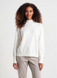 Pull col roulé coupe droite manches longues blanc SCORZZO femme