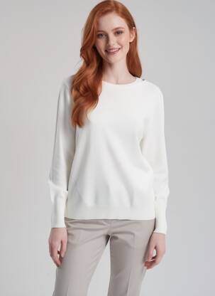 Pull coupe droite manches longues blanc SCORZZO femme