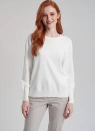 Pull col rond manches longues blanc SCORZZO femme