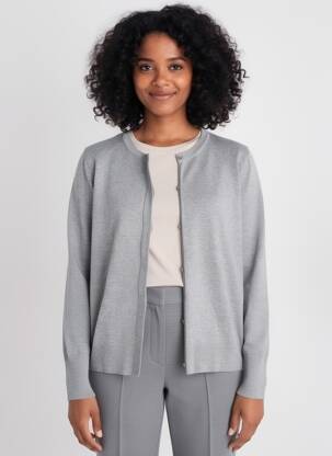 Gilet manches longues col rond gris SCORZZO femme