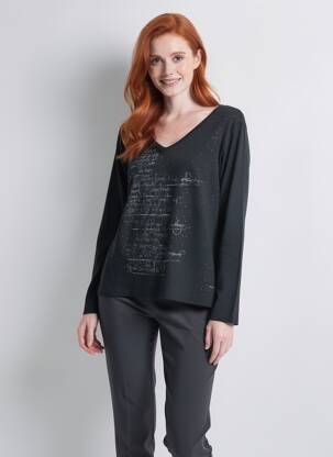 Pull coupe cintrée manches longues noir FELINO femme