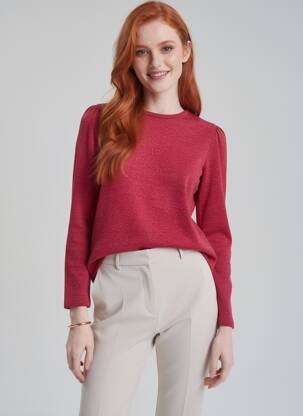 Pull coupe droite manches longues rouge TELMAIL femme