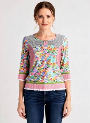T-shirt manches 3/4 manches 3/4 rose OLIVIER PHILIPS femme