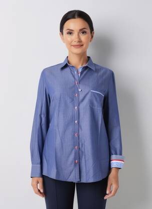 Chemisier coupe cintrée manches longues bleu BARILOCHE femme