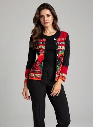 Gilet manches longues col rond rouge OLIVIER PHILIPS femme
