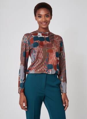 Pull coupe cintrée manches longues marron GEVANA femme