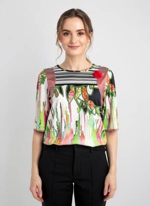 T-shirt imprimé fantaisie manches courtes noir OLIVIER PHILIPS femme